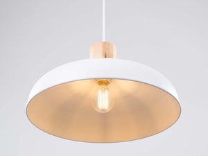 Miniaturka 6 - Lampa wisząca biała ze świecącą żarówką i złotym wnętrzem klosza