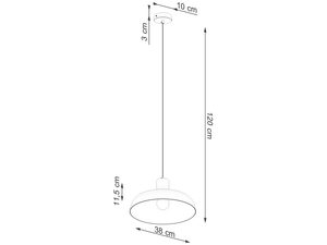 Miniaturka 15 - Schemat wymiarowy lampy wiszącej z płaskim kloszem