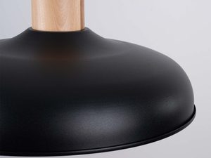 Miniaturka 9 - Czarny metalowy klosz lampy wiszącej z jasnym drewnem