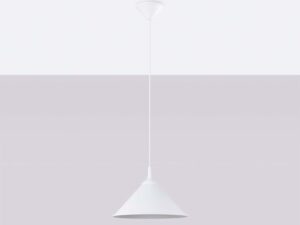 Miniaturka 2 - Biała metalowa lampa wisząca ze stożkowym kloszem