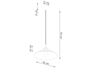 Miniaturka 13 - Schemat wymiarów lampy wiszącej czarnej ze stożkowym kloszem 30cm