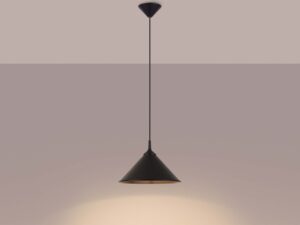 Miniaturka 3 - Lampa wisząca czarna metalowa ze świecącą żarówką ciepłe światło