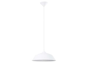 Miniaturka 18 - Lampa wisząca biała metalowa z szerokim kloszem z żarówką LED