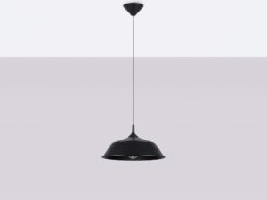 Miniaturka 2 - Czarna metalowa lampa wisząca z szerokim kloszem