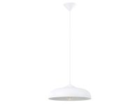 Lampa wisząca biała metalowa z widoczną żarówką