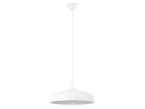 Miniaturka 18 - Lampa wisząca biała metalowa z widoczną żarówką