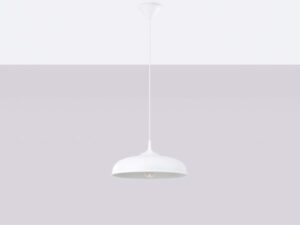 Miniaturka 2 - Biała metalowa lampa wisząca z płaskim kloszem