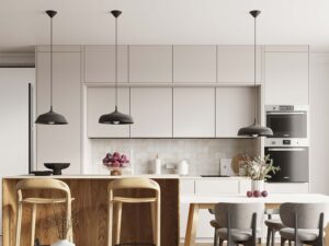 Miniaturka 17 - Trzy lampy wiszące czarne metalowe nad wyspą kuchenną