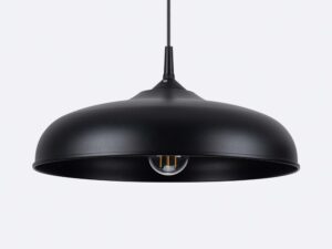 Miniaturka 5 - Czarna lampa wisząca metalowa z płaskim kloszem zbliżenie