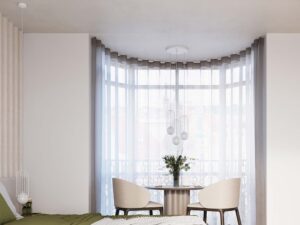 Miniaturka 22 - Lampy wiszące białe z klatkami w aranżacji jadalni przy dużym oknie