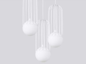 Miniaturka 5 - Białe lampy wiszące z metalowymi kloszami w kształcie klatki