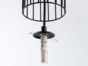 Miniaturka 15 - Żarówka LED G9 z uchwytem sprężynowym lampy wiszącej z klatką zbliżenie