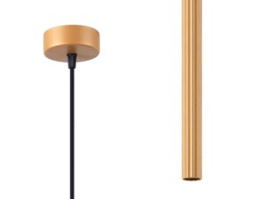 Miniaturka 1 - Detal okrągłej podstawy sufitowej lampy wiszącej złotej z ryflowanym kloszem