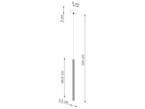 Miniaturka 13 - Schemat wymiarów lampy wiszącej jednopunktowej złotej 8x120cm