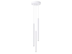 Miniaturka 18 - Lampa wisząca trójpunktowa biała z ryflowanymi cylindrycznymi kloszami na białym tle