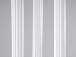 Miniaturka 5 - Trzy ryflowane cylindryczne klosze lampy wiszącej białej zbliżenie