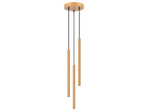 Miniaturka 18 - Lampa wisząca trójpunktowa złota z ryflowanymi cylindrycznymi kloszami na białym tle