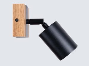 Miniaturka 3 - Lampa ścienna z regulowanym kloszem i dębowym uchwytem