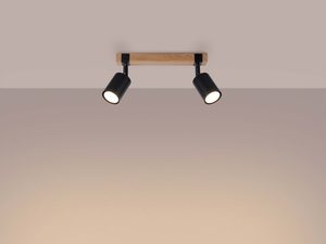 Miniaturka 2 - Lampa listwa sufitowa z włączonymi reflektorami na drewnianej podstawie