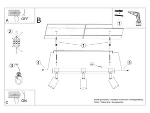 Miniaturka 11 - Instrukcja montażu lampy sufitowej z reflektorami na drewnianej listwie
