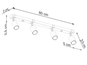 Miniaturka 9 - Rysunek techniczny lampy sufitowej z wymiarami 80 cm długości
