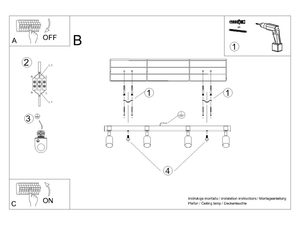 Miniaturka 10 - Instrukcja montażu lampy sufitowej typu plafon z czterema reflektorami