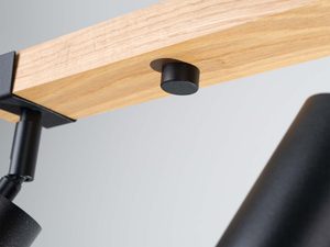 Miniaturka 5 - Drewniana belka dębowa lampy sufitowej z czarną zaślepką montażową