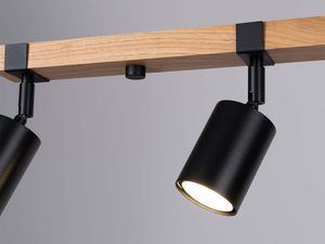 Miniaturka 6 - Reflektory sufitowe na listwie drewnianej z regulowanymi kloszami