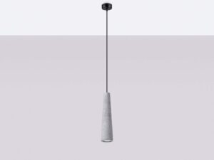 Miniaturka 2 - Lampa wisząca z szarego lastriko na neutralnym tle z widocznym kloszem