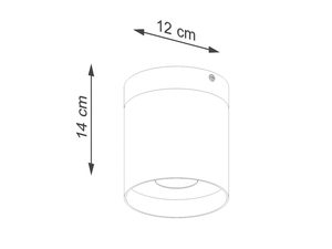 Miniaturka 8 - Schemat techniczny białej lampy sufitowej z podanymi wymiarami