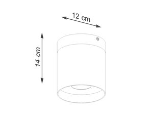 Miniaturka 9 - Rysunek techniczny lampy sufitowej z wymiarami 12 na 14 centymetrów