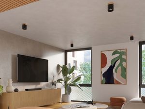 Miniaturka 12 - Nowoczesne wnętrze z czarnymi lampami sufitowymi natynkowymi na suficie