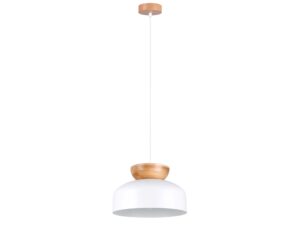 Miniaturka 19 - Biała lampa wisząca z naturalnym drewnem bukowym