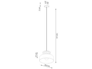 Miniaturka 14 - Schemat techniczny lampy wiszącej z wymiarami montażowymi