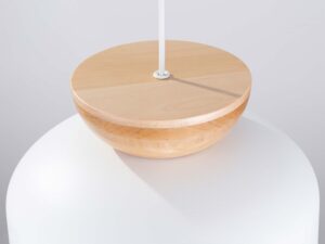 Miniaturka 7 - Detal drewnianego klosza lampy z bukowym usłojeniem