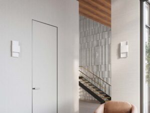 Miniaturka 13 - Kinkiety ścienne białe w aranżacji holu ze schodami