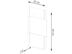 Miniaturka 10 - Rysunek techniczny kinkietu z wymiarami 20x40x7 centymetrów