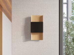 Miniaturka 14 - Elegancki kinkiet czarno-złoty na ścianie w aranżacji wnętrza