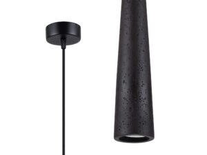 Miniaturka 1 - Czarna lampa wisząca stożkowa z lastriko i podsufitką metalową