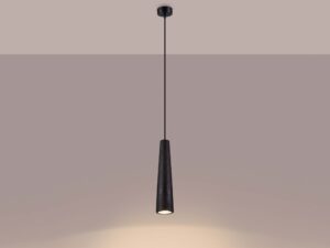 Miniaturka 3 - Świecąca lampa wisząca stożkowa czarna z efektem świetlnym