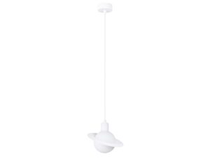 Miniaturka 18 - Lampa wisząca biała Saturn z kulistym kloszem i pierścieniem
