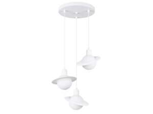 Miniaturka 19 - Potrójna lampa sufitowa Saturn biała z okrągłą podsufitką na białym tle