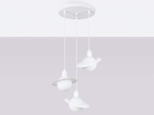 Miniaturka 2 - Lampa sufitowa potrójna Saturn biała na szarym tle