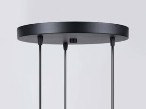 Miniaturka 7 - Czarna okrągła podsufitka lampy sufitowej potrójnej Saturn z trzema wyjściami przewodów
