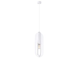 Miniaturka 18 - Lampa wisząca biała z owalnym kloszem ażurowym metalowym
