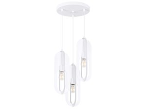 Miniaturka 19 - Lampa sufitowa potrójna biała z metalowymi obręczami i żarówkami