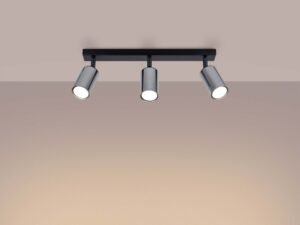 Miniaturka 2 - Plafon trójpunktowy czarno-chromowany świecący ciepłym światłem