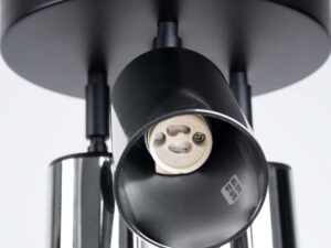 Miniaturka 4 - Czarna lampa sufitowa detal gniazda i systemu montażowego