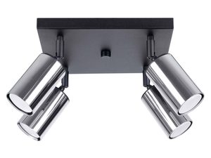 Miniaturka 8 - Plafon sufitowy czteropunktowy z chromowanymi reflektorami na czarnej podstawie