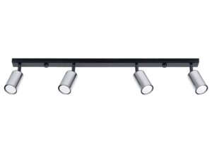 Miniaturka 1 - Plafon sufitowy czteropunktowy czarno-chromowany z listwą na białym tle